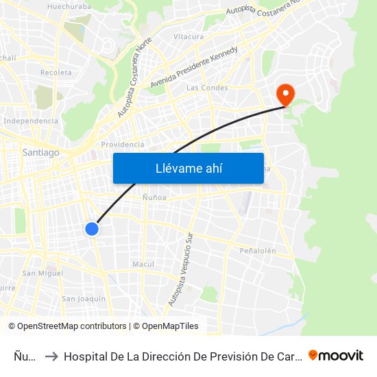 Ñuble to Hospital De La Dirección De Previsión De Carabineros map