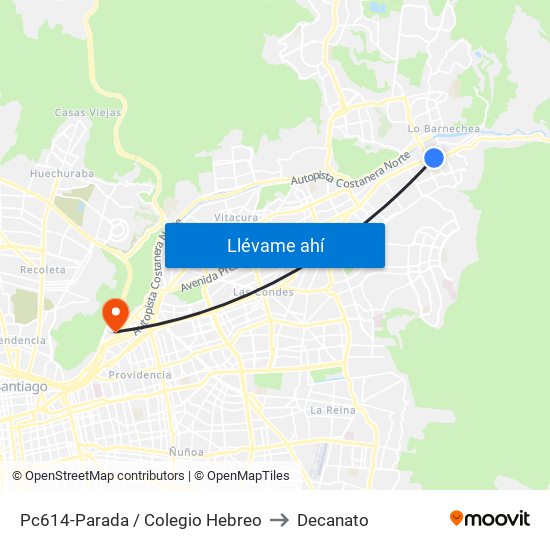 Pc614-Parada / Colegio Hebreo to Decanato map