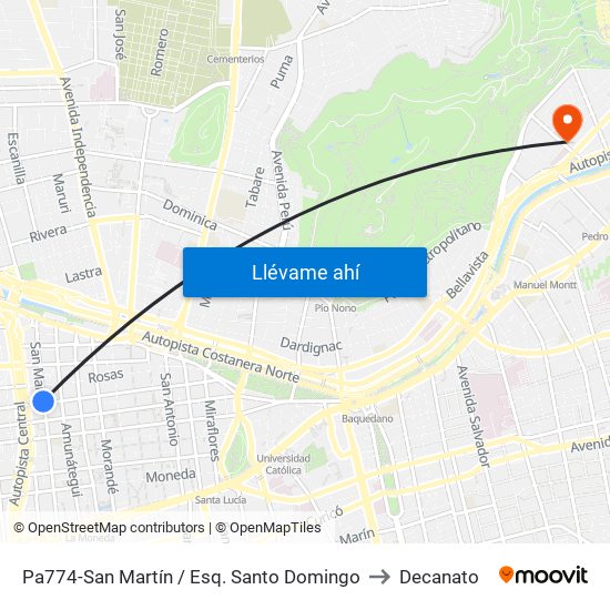 Pa774-San Martín / Esq. Santo Domingo to Decanato map