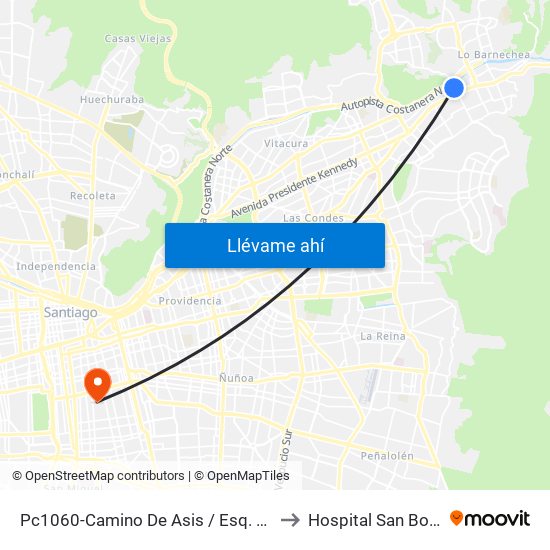 Pc1060-Camino De Asis / Esq. Escrivá De Balaguer to Hospital San Borja Arriarán map
