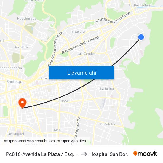 Pc816-Avenida La Plaza / Esq. Rep. De Hondura to Hospital San Borja Arriarán map