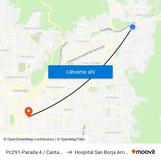 Pc291-Parada 4 / Cantagallo to Hospital San Borja Arriarán map