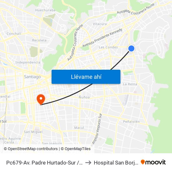 Pc679-Av. Padre Hurtado-Sur / Esq. Patagonia to Hospital San Borja Arriarán map