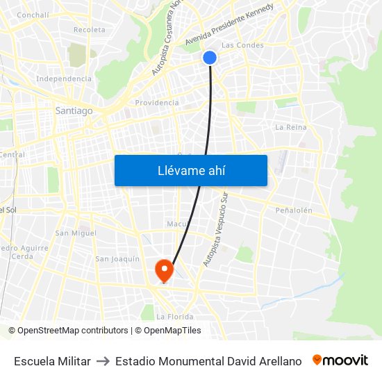 Escuela Militar to Estadio Monumental David Arellano map