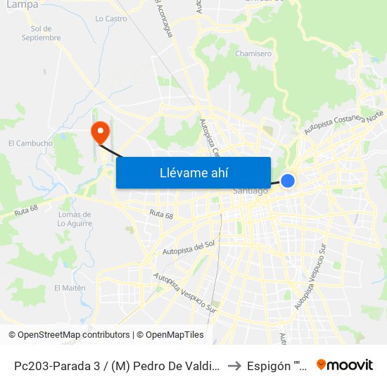 Pc203-Parada 3 / (M) Pedro De Valdivia to Espigón ""A"" map