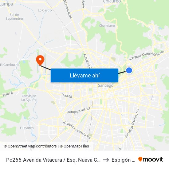 Pc266-Avenida Vitacura / Esq. Nueva Costanera to Espigón ""A"" map