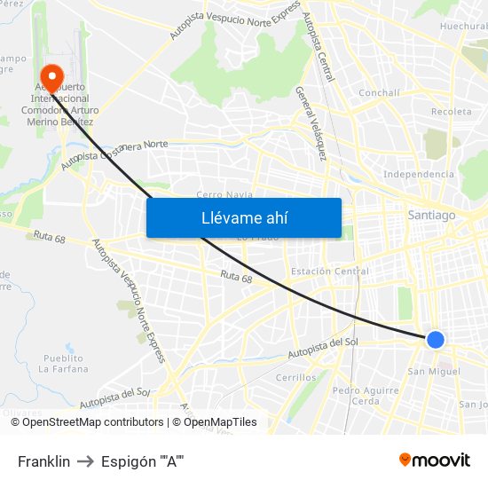 Franklin to Espigón ""A"" map