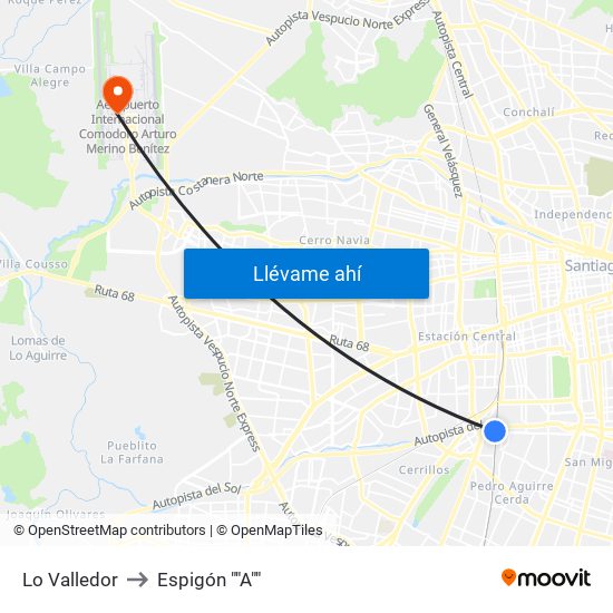Lo Valledor to Espigón ""A"" map