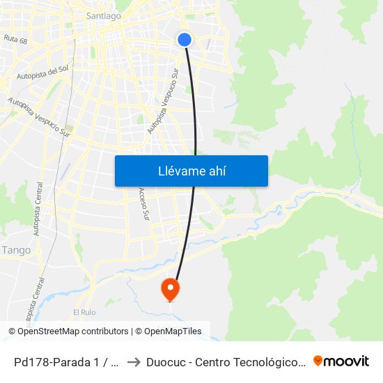 Pd178-Parada 1 / (M) Plaza Egaña to Duocuc - Centro Tecnológico De Recursos Naturales map