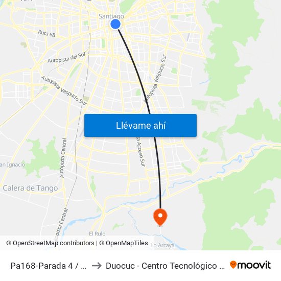 Pa168-Parada 4 / (M) Santa Lucía to Duocuc - Centro Tecnológico De Recursos Naturales map