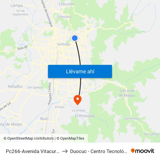 Pc266-Avenida Vitacura / Esq. Nueva Costanera to Duocuc - Centro Tecnológico De Recursos Naturales map
