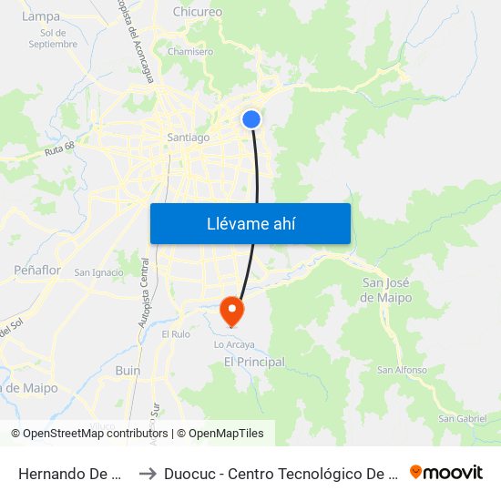 Hernando De Magallanes to Duocuc - Centro Tecnológico De Recursos Naturales map