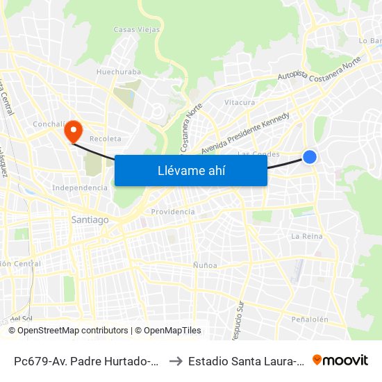 Pc679-Av. Padre Hurtado-Sur / Esq. Patagonia to Estadio Santa Laura-Universidad Sek map