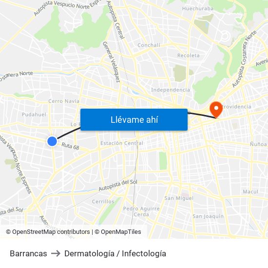 Barrancas to Dermatología / Infectología map