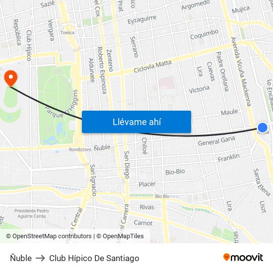Ñuble to Club Hípico De Santiago map