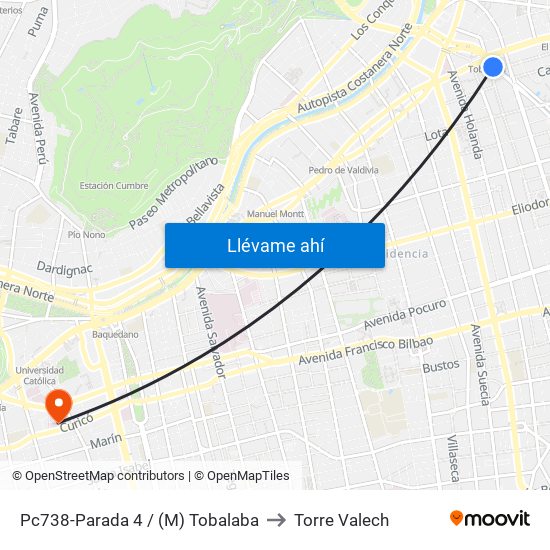 Pc738-Parada 4 / (M) Tobalaba to Torre Valech map