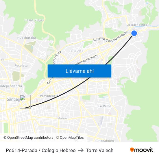 Pc614-Parada / Colegio Hebreo to Torre Valech map