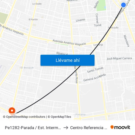 Pe1282-Parada / Est. Intermodal De La Florida to Centro Referencia Salud El Pino map