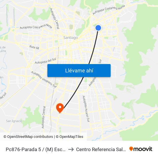 Pc876-Parada 5 / (M) Escuela Militar to Centro Referencia Salud El Pino map