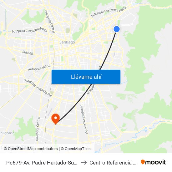 Pc679-Av. Padre Hurtado-Sur / Esq. Patagonia to Centro Referencia Salud El Pino map
