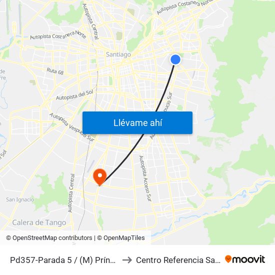 Pd357-Parada 5 / (M) Príncipe De Gales to Centro Referencia Salud El Pino map