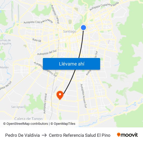 Pedro De Valdivia to Centro Referencia Salud El Pino map