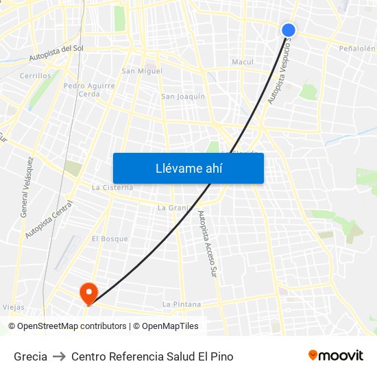 Grecia to Centro Referencia Salud El Pino map