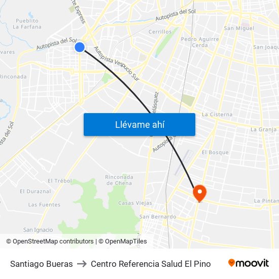 Santiago Bueras to Centro Referencia Salud El Pino map