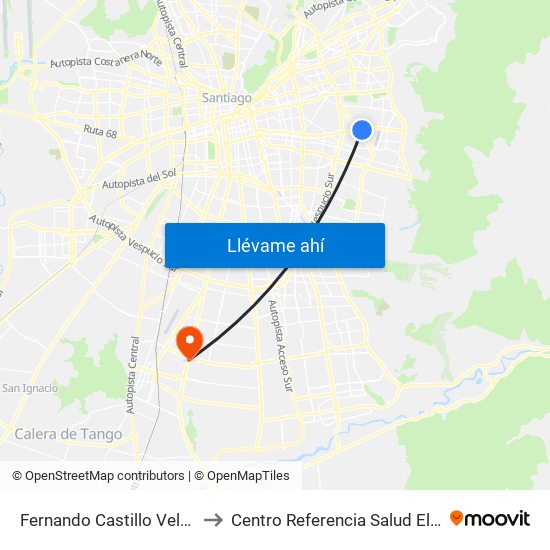 Fernando Castillo Velasco to Centro Referencia Salud El Pino map