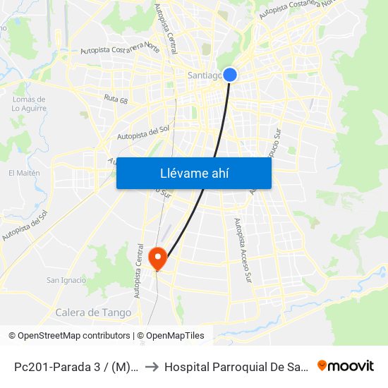 Pc201-Parada 3 / (M) Salvador to Hospital Parroquial De San Bernardo map