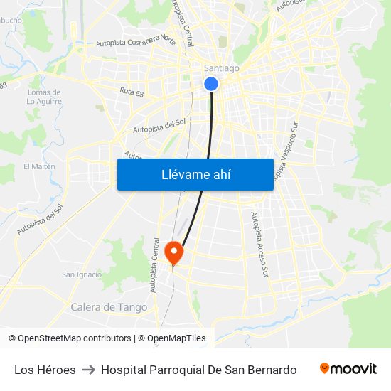 Los Héroes to Hospital Parroquial De San Bernardo map