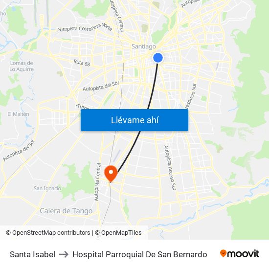 Santa Isabel to Hospital Parroquial De San Bernardo map