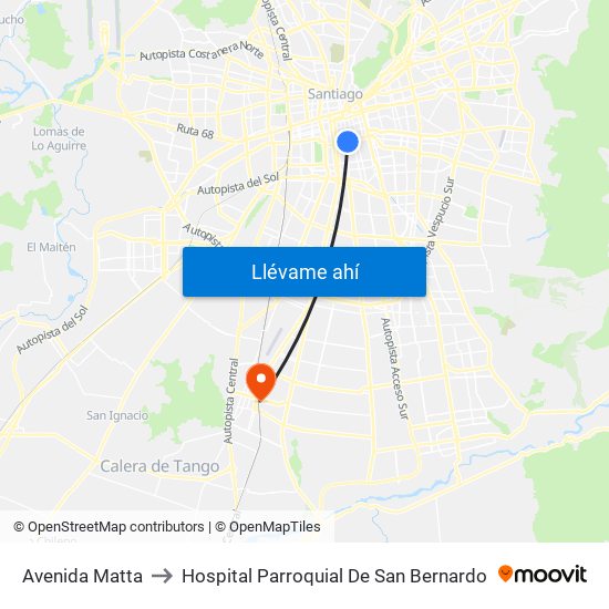 Avenida Matta to Hospital Parroquial De San Bernardo map