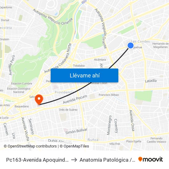 Pc163-Avenida Apoquindo / Esq. La Capitanía to Anatomía Patológica / Lab Microbiología map