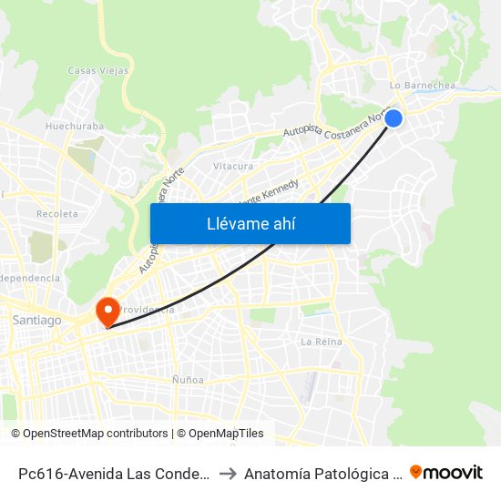Pc616-Avenida Las Condes / Esq. Sn. Fco. De Asís to Anatomía Patológica / Lab Microbiología map