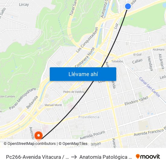 Pc266-Avenida Vitacura / Esq. Nueva Costanera to Anatomía Patológica / Lab Microbiología map