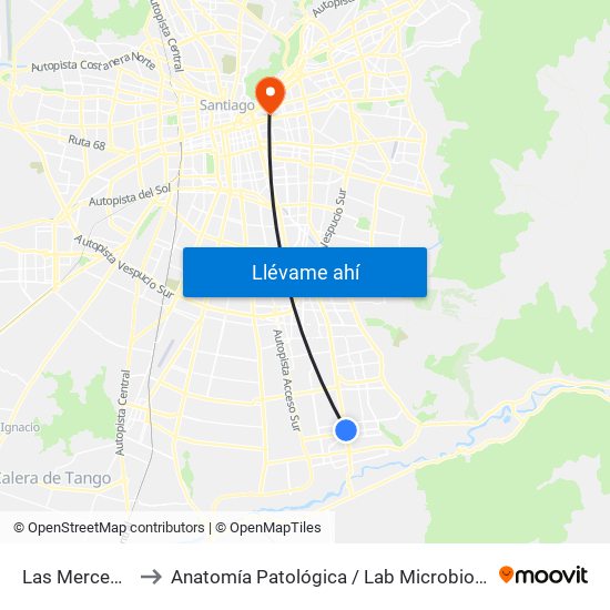 Las Mercedes to Anatomía Patológica / Lab Microbiología map