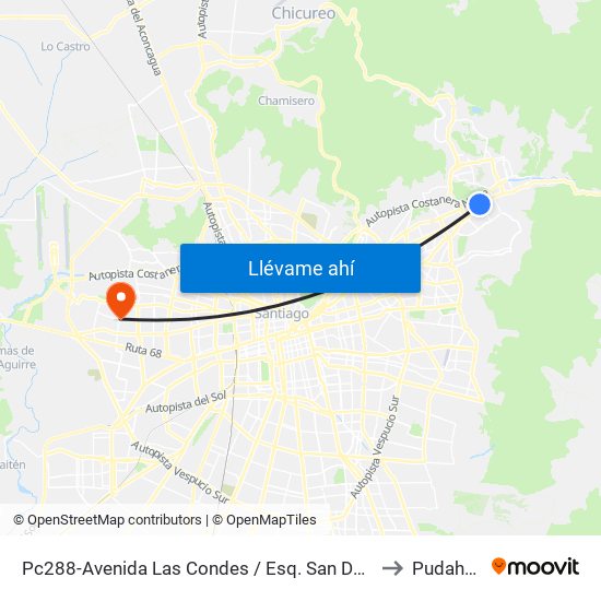 Pc288-Avenida Las Condes / Esq. San Damian to Pudahuel map