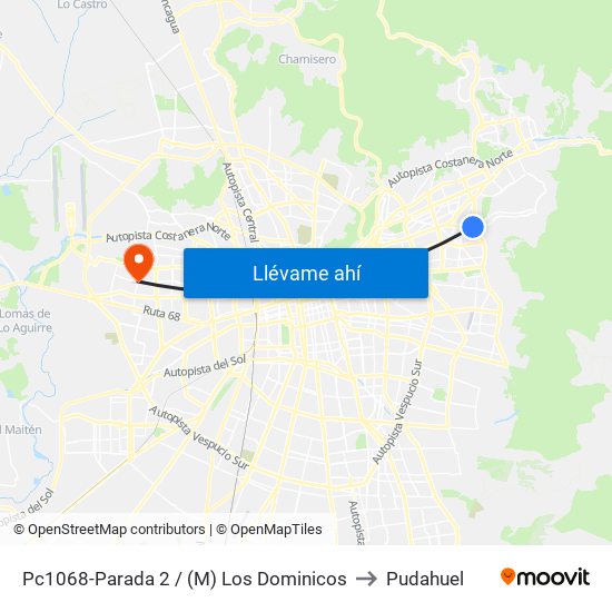 Pc1068-Parada 2 / (M) Los Dominicos to Pudahuel map
