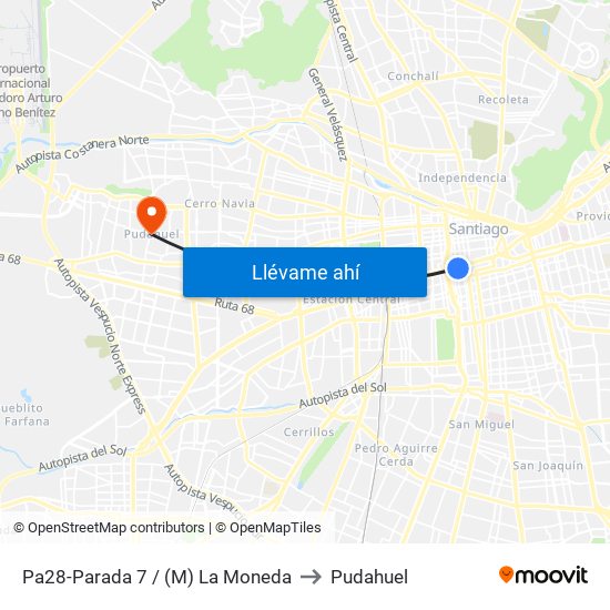 Pa28-Parada 7 / (M) La Moneda to Pudahuel map