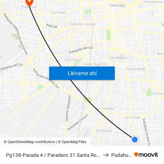 Pg138-Parada 4 / Paradero 31 Santa Rosa to Pudahuel map