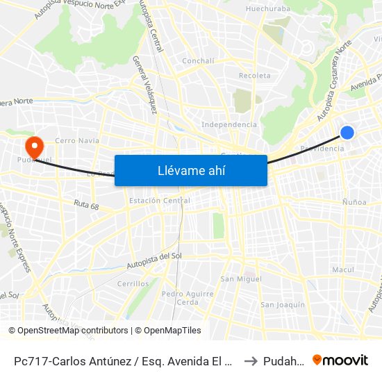 Pc717-Carlos Antúnez / Esq. Avenida El Bosque to Pudahuel map