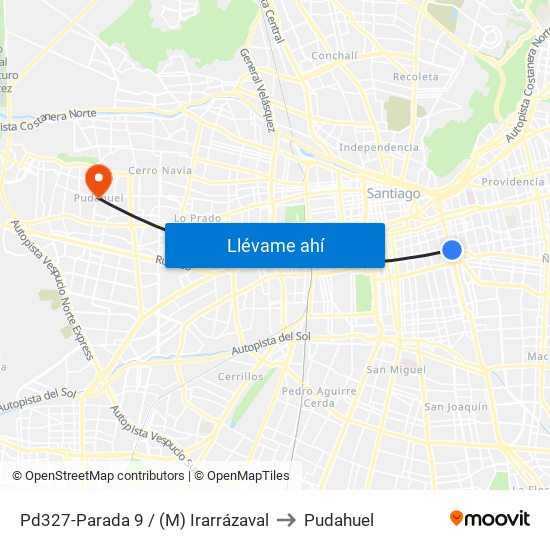 Pd327-Parada 9 / (M) Irarrázaval to Pudahuel map