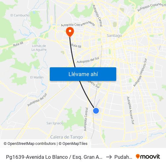 Pg1639-Avenida Lo Blanco / Esq. Gran Avenida to Pudahuel map