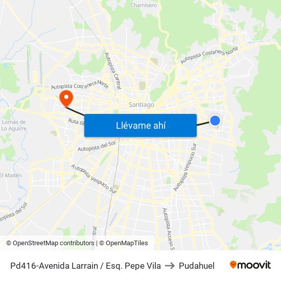 Pd416-Avenida Larrain / Esq. Pepe Vila to Pudahuel map