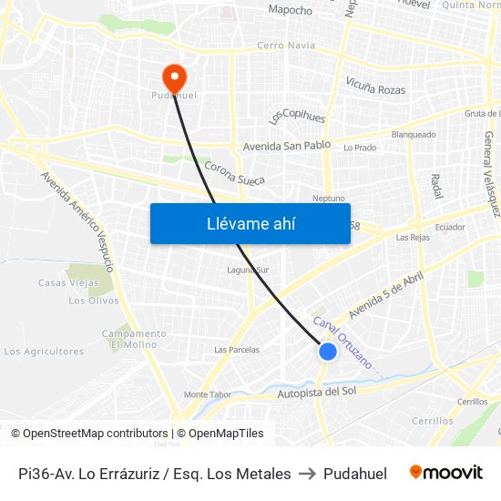 Pi36-Av. Lo Errázuriz / Esq. Los Metales to Pudahuel map