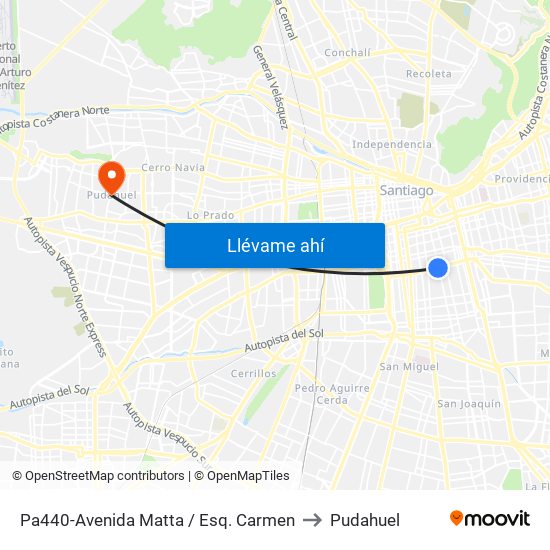 Pa440-Avenida Matta / Esq. Carmen to Pudahuel map