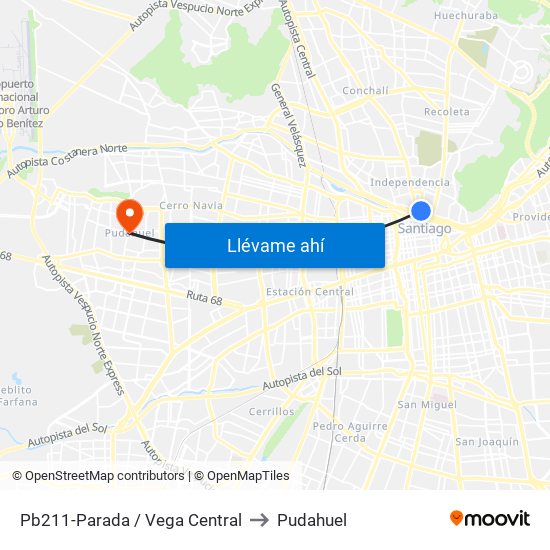 Pb211-Parada / Vega Central to Pudahuel map