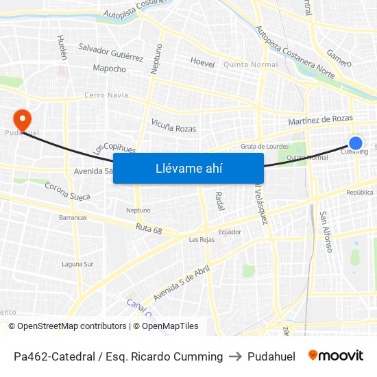 Pa462-Catedral / Esq. Ricardo Cumming to Pudahuel map