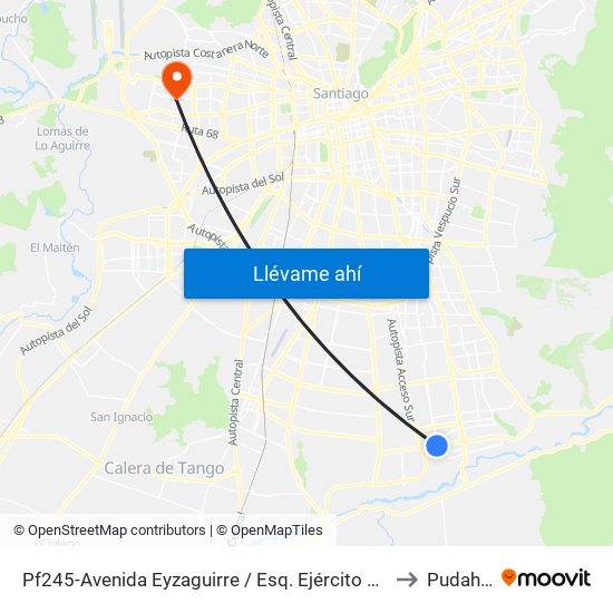 Pf245-Avenida Eyzaguirre / Esq. Ejército Libertador to Pudahuel map